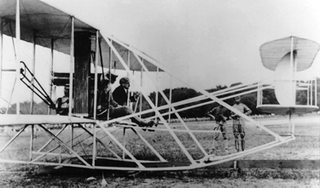 Orville Wright (seated right) trains 1st Lt. Frank Lahm in the US Army’s first aircraft in 1909 (US Air Force)
